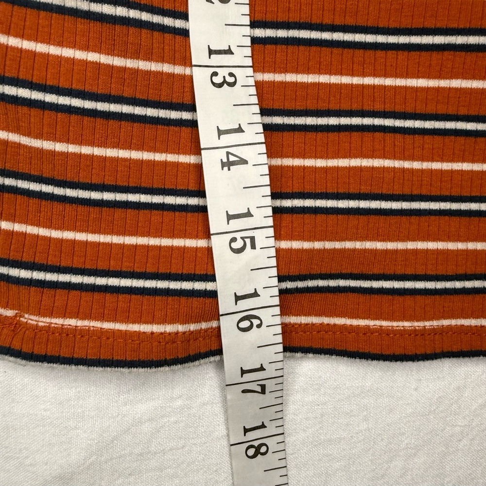 Arizona Jean Co Orange Ribbed Striped Crop Mock Turtleneck Sweater Size Small - Picture 8 of 9